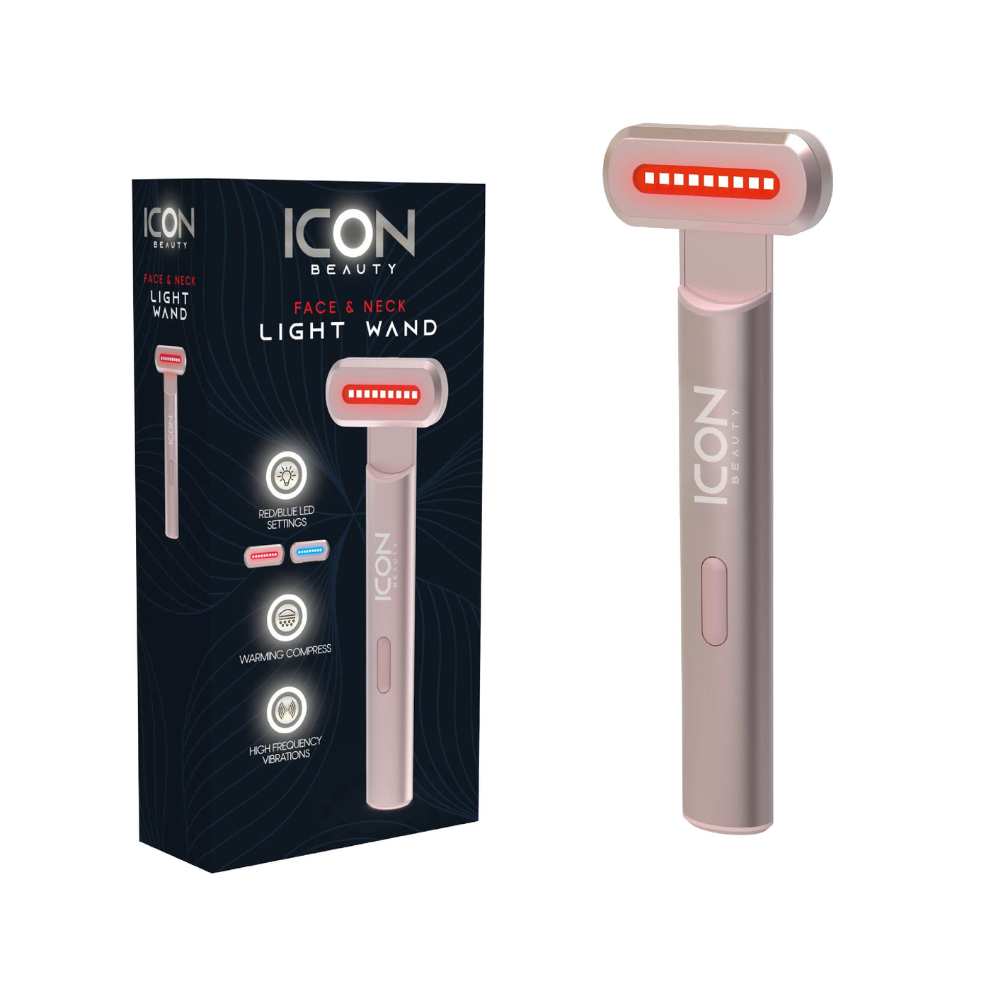 Icon by  4-In-1 Light Therapy Wand, Blue and Red Light Therapy for Face and Neck, Rechargeable